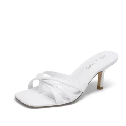 Women’s Square Toe Heels with Crossover Straps