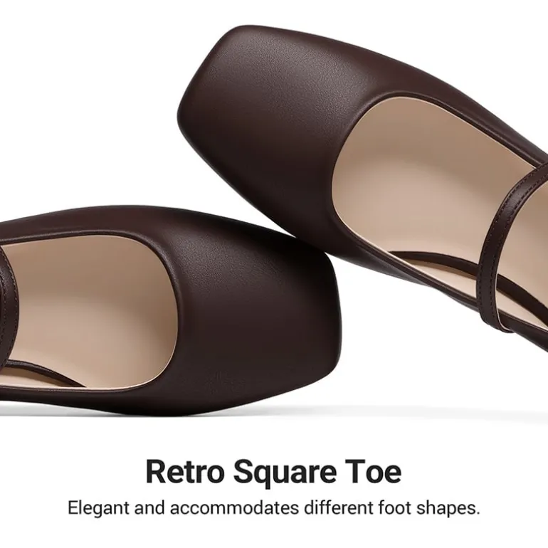Women's Square-Toe Mary Jane Flats