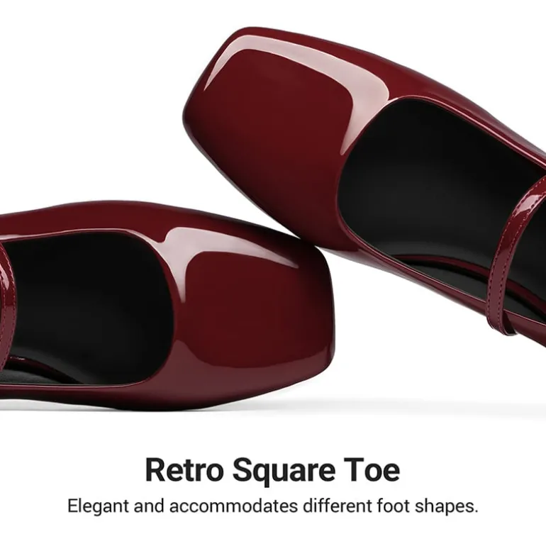 Women's Square-Toe Mary Jane Flats