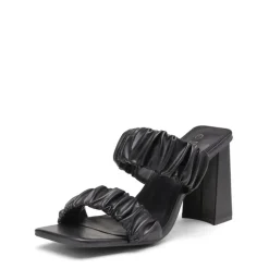 Women's Square Toe Strap Chunky Heel Mules