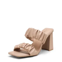 Women's Square Toe Strap Chunky Heel Mules