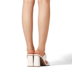 Women's Square Toe Strap Chunky Heel Mules