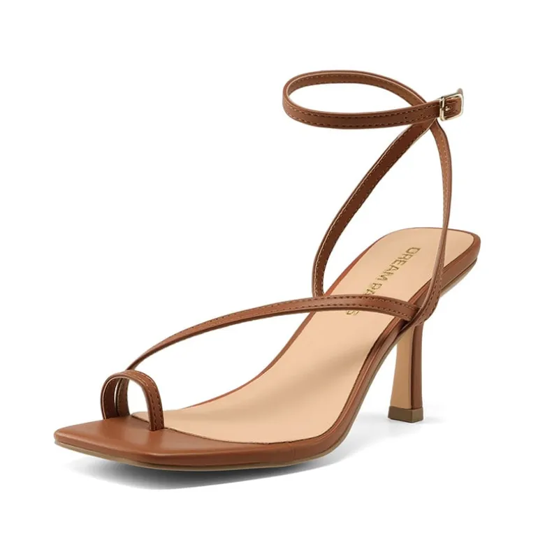 Women's Square-Toe Thong Kitten Heel Sandals