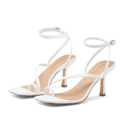 Women's Square-Toe Thong Kitten Heel Sandals