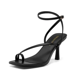 Women's Square-Toe Thong Kitten Heel Sandals