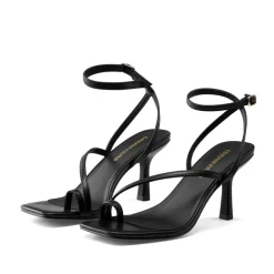 Women's Square-Toe Thong Kitten Heel Sandals
