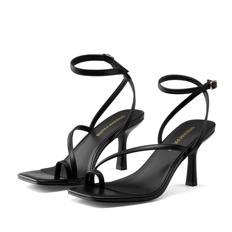 Women's Square-Toe Thong Kitten Heel Sandals