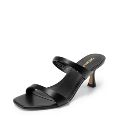 Women’s Strappy Square Toe Kitten Heel Mules