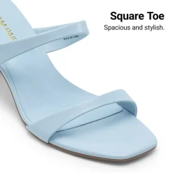Women’s Strappy Square Toe Kitten Heel Mules