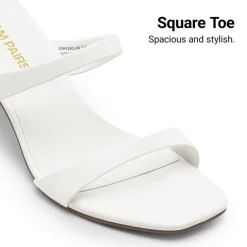 Women’s Strappy Square Toe Kitten Heel Mules