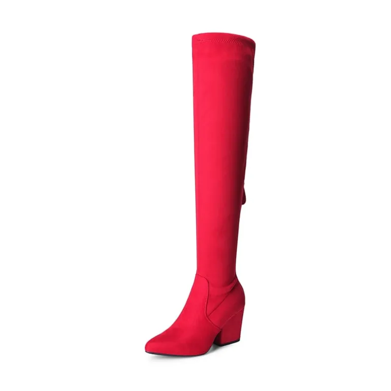 Women’s Stretch-Fit Pointed-Toe Block Heel Boots