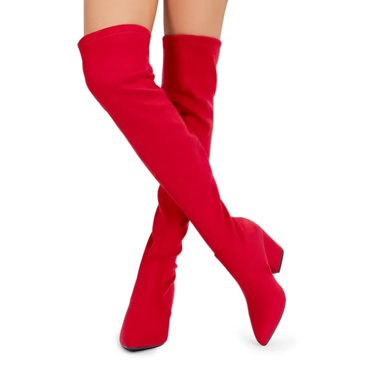 Women’s Stretch-Fit Pointed-Toe Block Heel Boots
