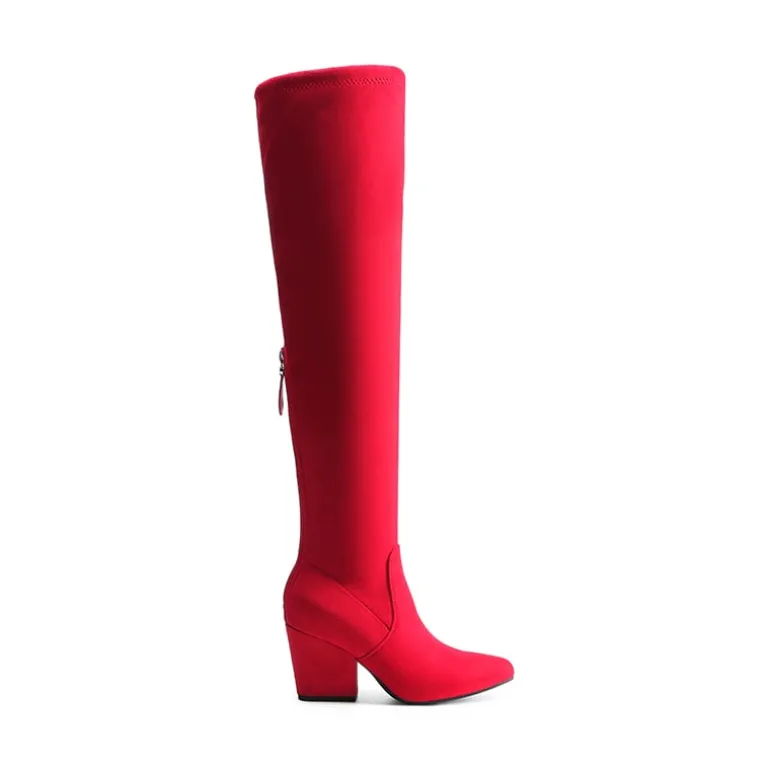 Women’s Stretch-Fit Pointed-Toe Block Heel Boots