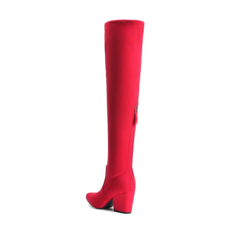 Women’s Stretch-Fit Pointed-Toe Block Heel Boots