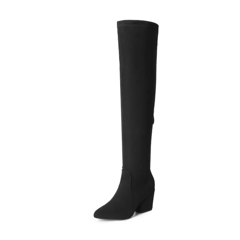 Women’s Stretch-Fit Pointed-Toe Block Heel Boots