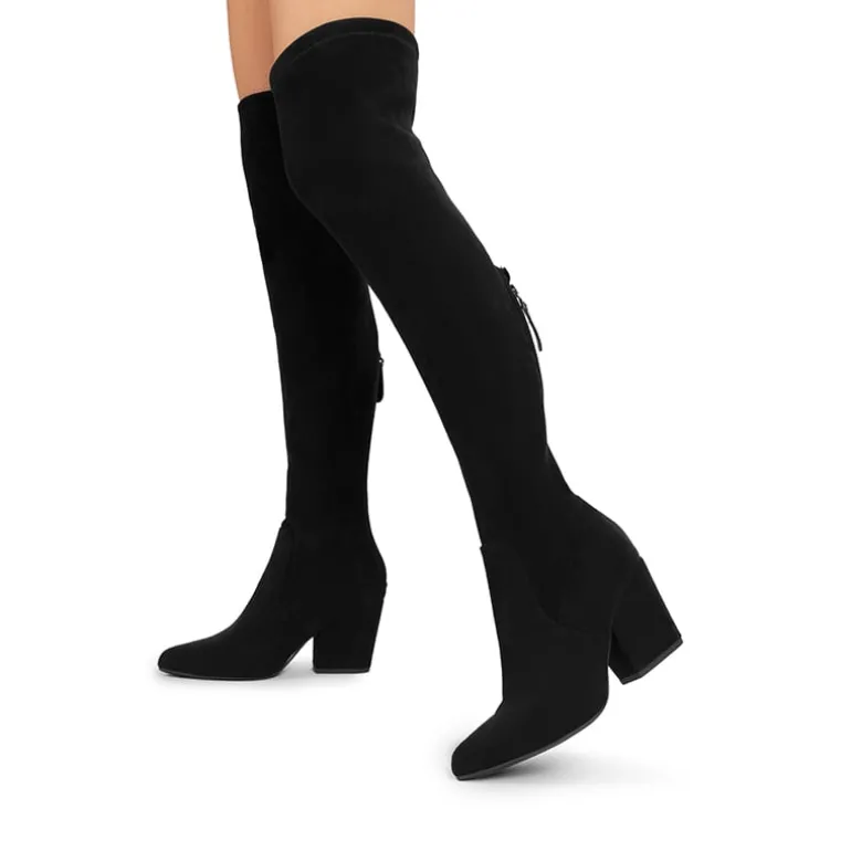 Women’s Stretch-Fit Pointed-Toe Block Heel Boots