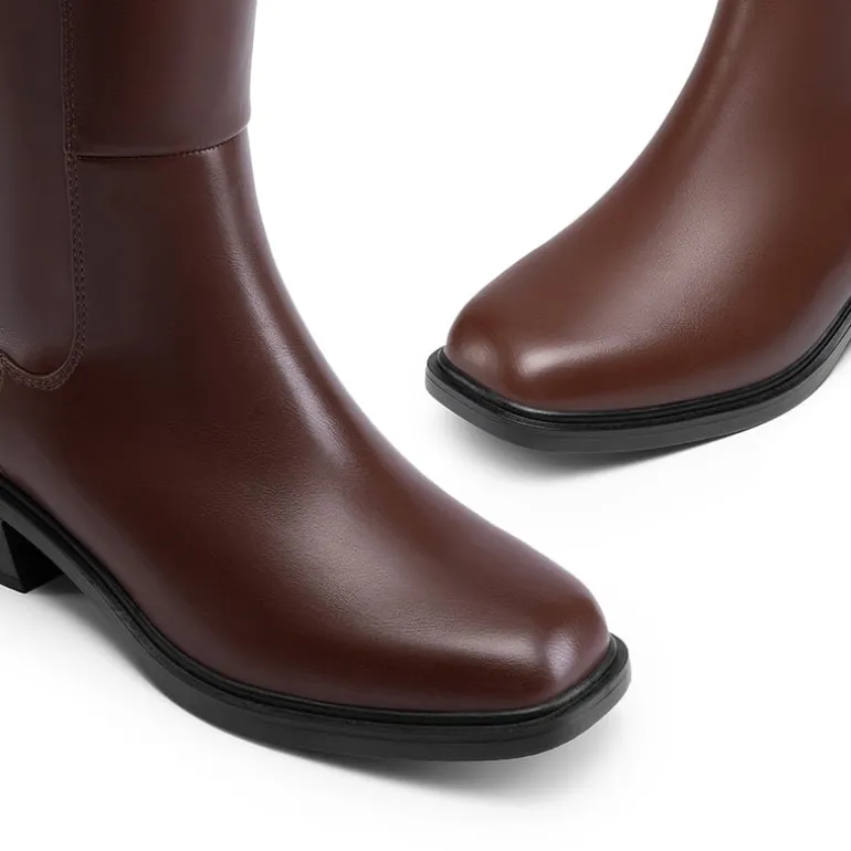 Women’s Stretchy Square-Toe Knee-High Boots