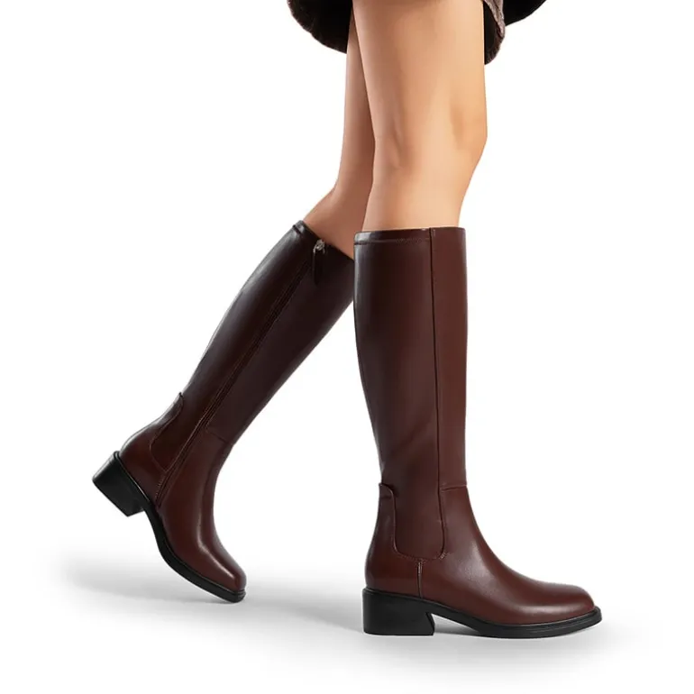 Women’s Stretchy Square-Toe Knee-High Boots