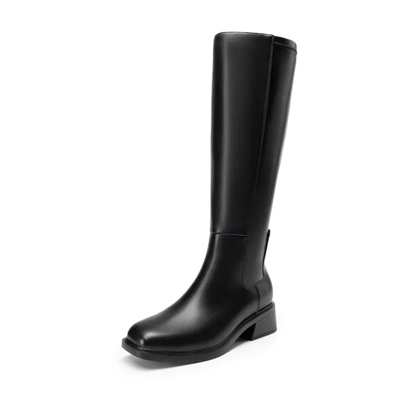 Women’s Stretchy Square-Toe Knee-High Boots