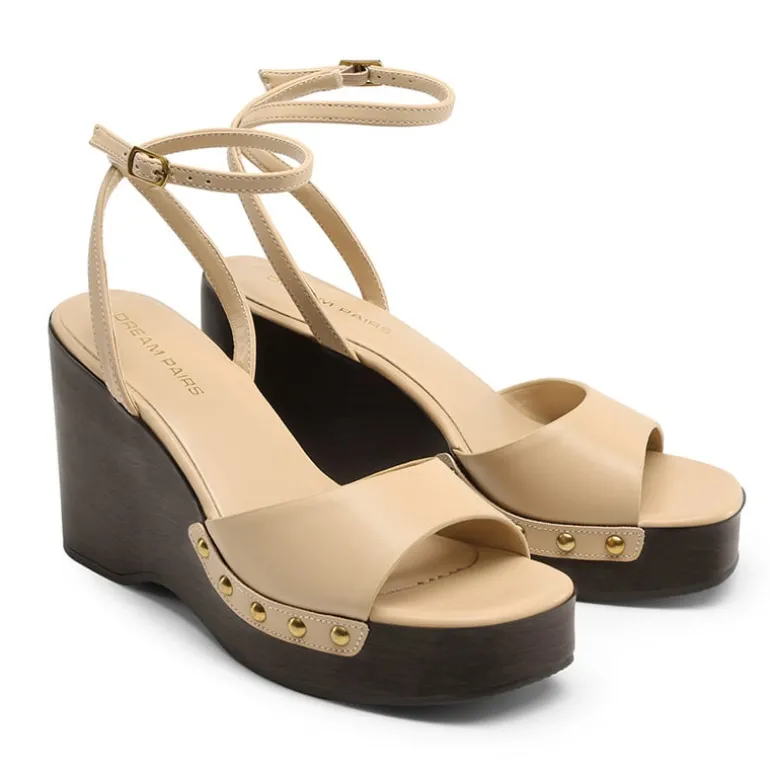 Women’s Studded Square-Toe Boho Wedge Sandals