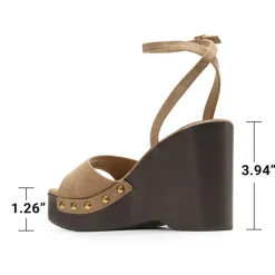 Women’s Studded Square-Toe Boho Wedge Sandals