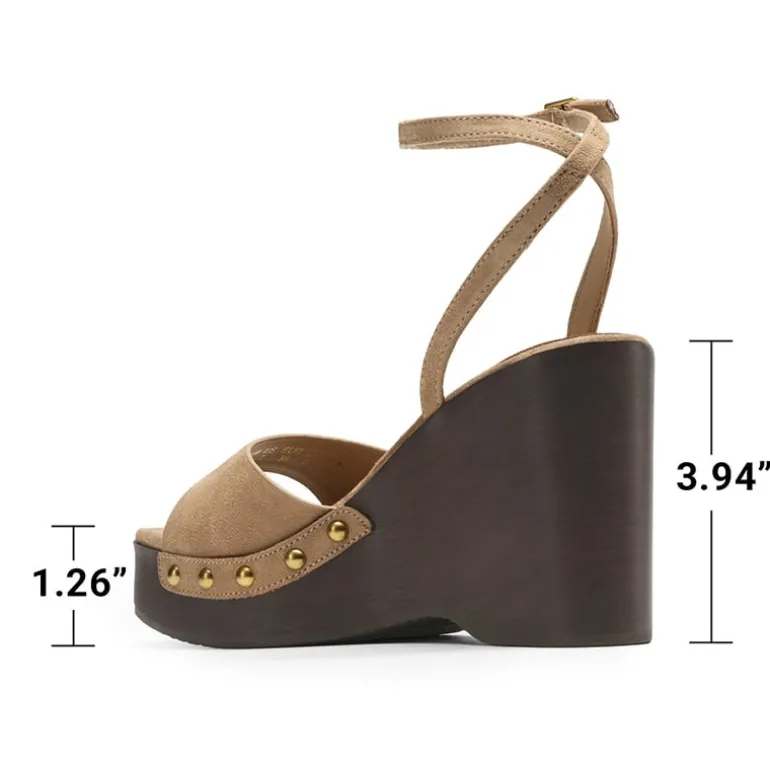 Women’s Studded Square-Toe Boho Wedge Sandals