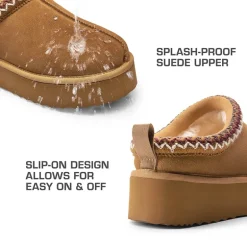 Women’s Suede Wide Toe Platform Slip-On Slippers