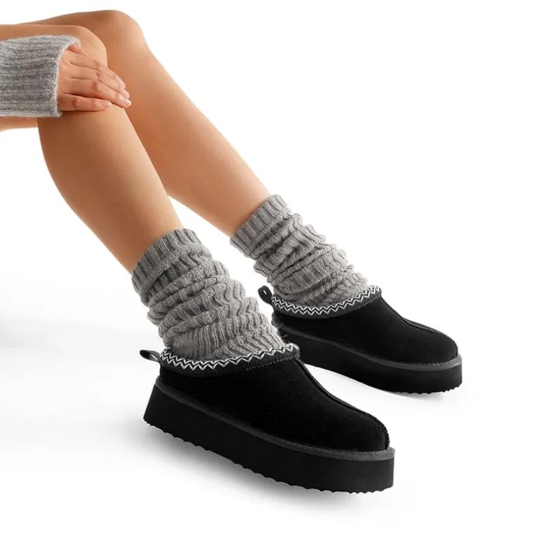 Women’s Suede Wide Toe Platform Slip-On Slippers