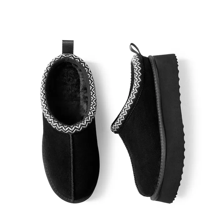 Women’s Suede Wide Toe Platform Slip-On Slippers