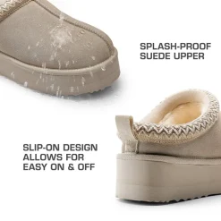 Women’s Suede Wide Toe Platform Slip-On Slippers