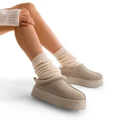 Women’s Suede Wide Toe Platform Slip-On Slippers
