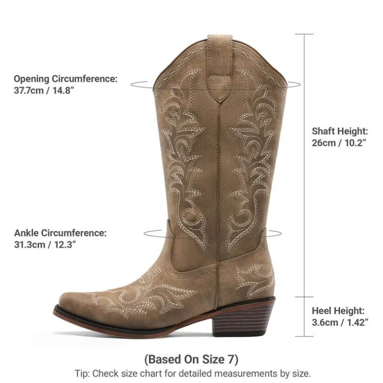 Women's Western Style Embroidered Cowboy Boots