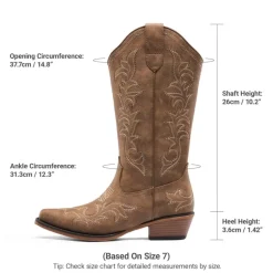 Women's Western Style Embroidered Cowboy Boots