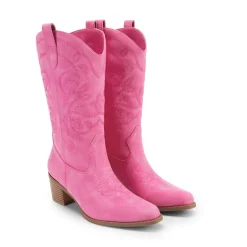 Women’s Wide-calf Embroidered Distressed Cowboy Boots