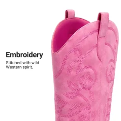 Women’s Wide-calf Embroidered Distressed Cowboy Boots