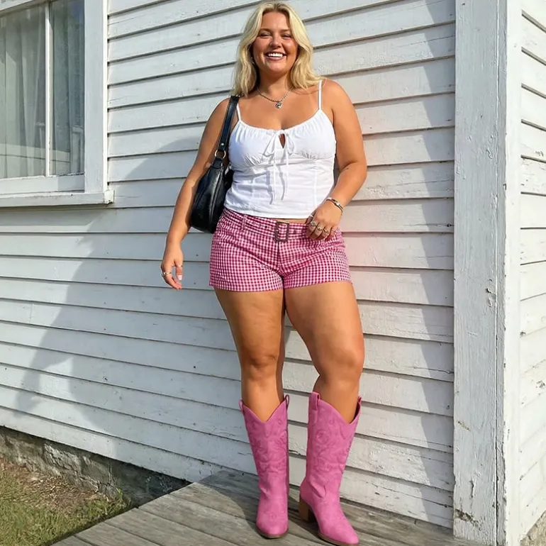 Women’s Wide-calf Embroidered Distressed Cowboy Boots
