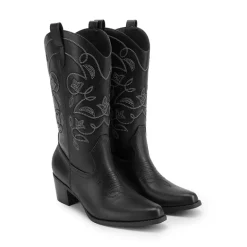Women’s Wide-calf Embroidered Distressed Cowboy Boots