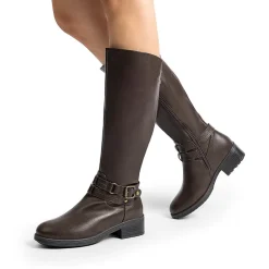 Women’s Wide-Calf Retro Knee-High Zipper Boots