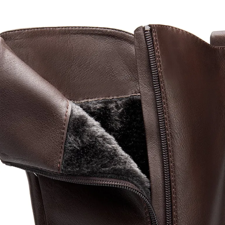 Women’s Wide-Calf Retro Knee-High Zipper Boots