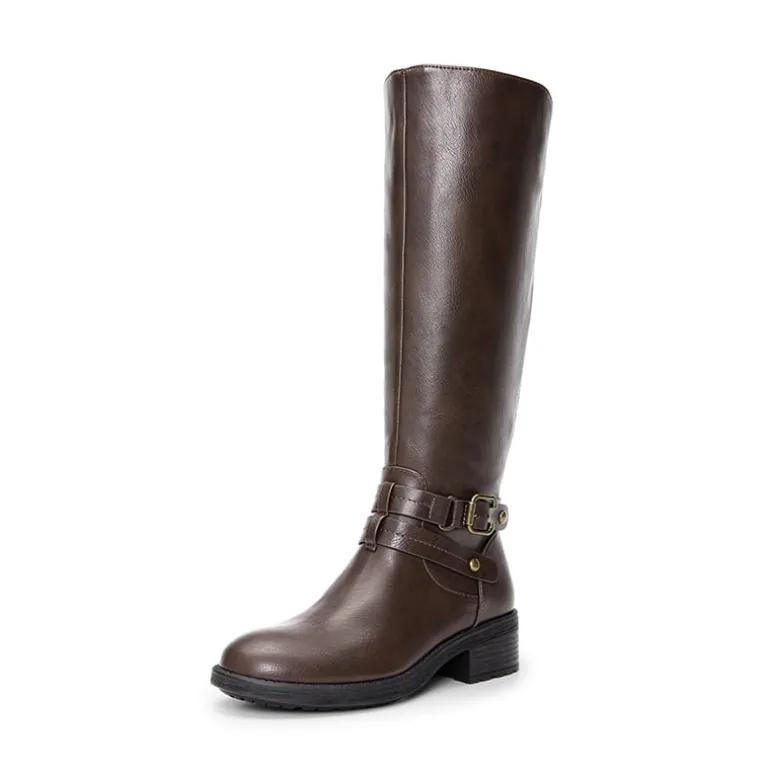 Women’s Wide-Calf Retro Knee-High Zipper Boots