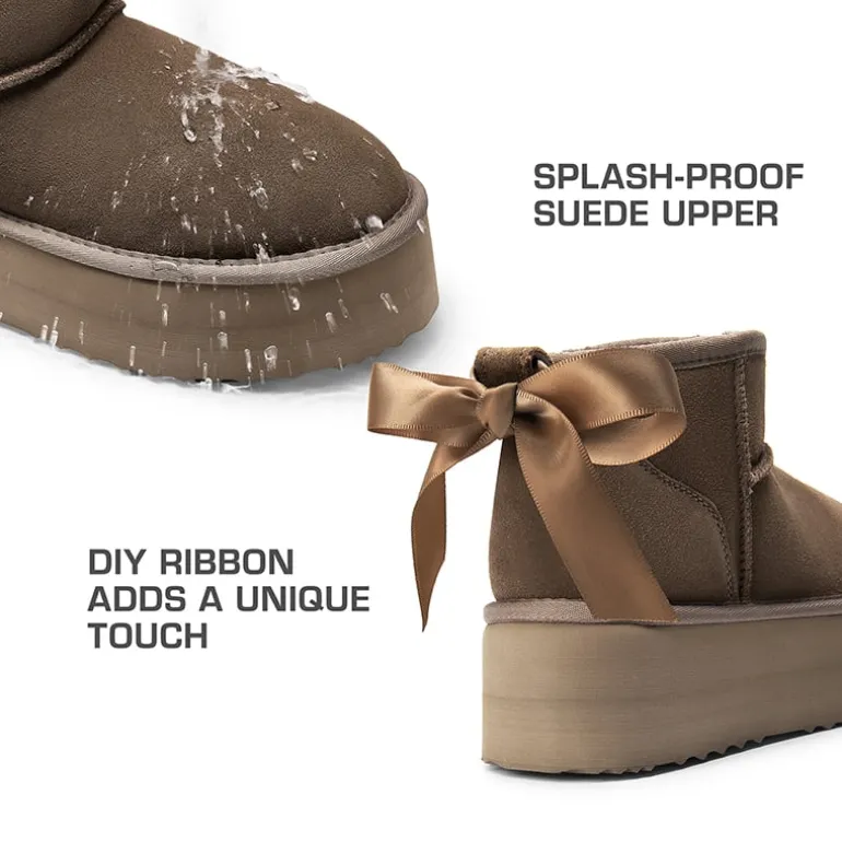 Women’s Wide Toe Platform Mini Snow Boots