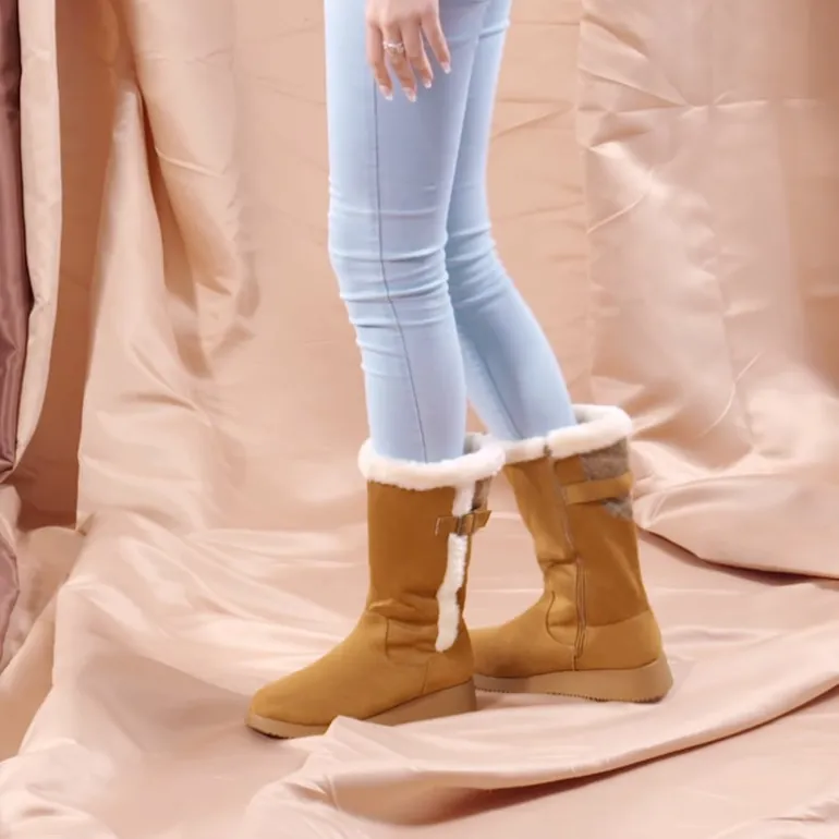 Women's Winter Fur Lined Mid Calf Snow Boots