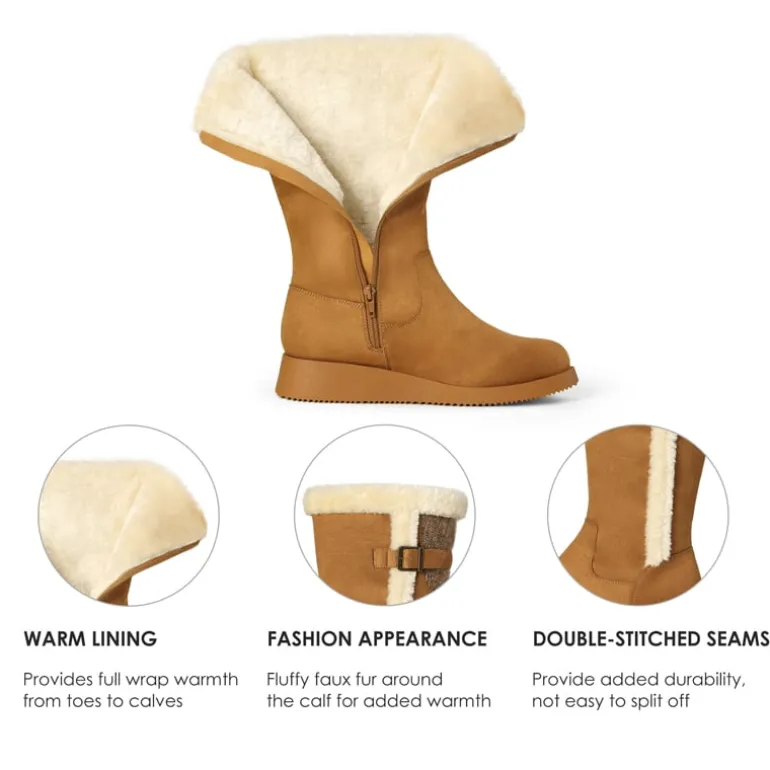 Women's Winter Fur Lined Mid Calf Snow Boots