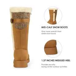 Women's Winter Fur Lined Mid Calf Snow Boots
