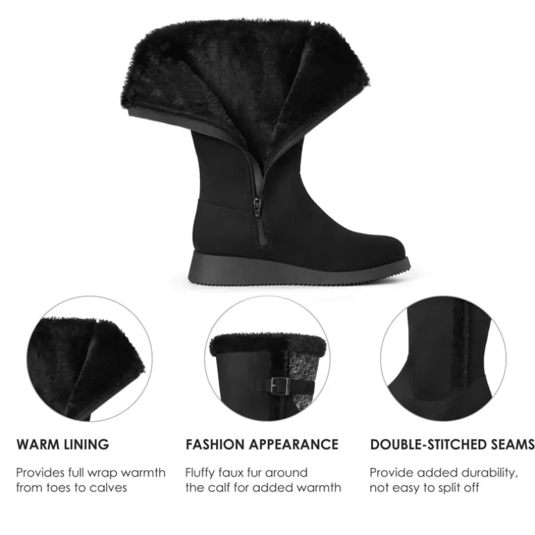 Women's Winter Fur Lined Mid Calf Snow Boots