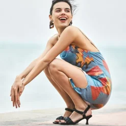 [Wonder Cloud] Aphrodite Ruched Square Toe Kitten Heel Sandals
