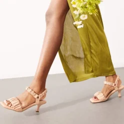 [Wonder Cloud] Aphrodite Ruched Square Toe Kitten Heel Sandals