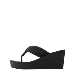Woven Strap Platform Wedge Flip Flops