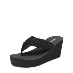 Woven Strap Platform Wedge Flip Flops