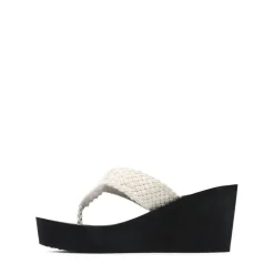 Woven Strap Platform Wedge Flip Flops
